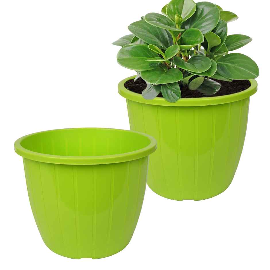 Kuber Industries Plastic Flower Pots | 8 Inch | Indoor & Outdoor | Green