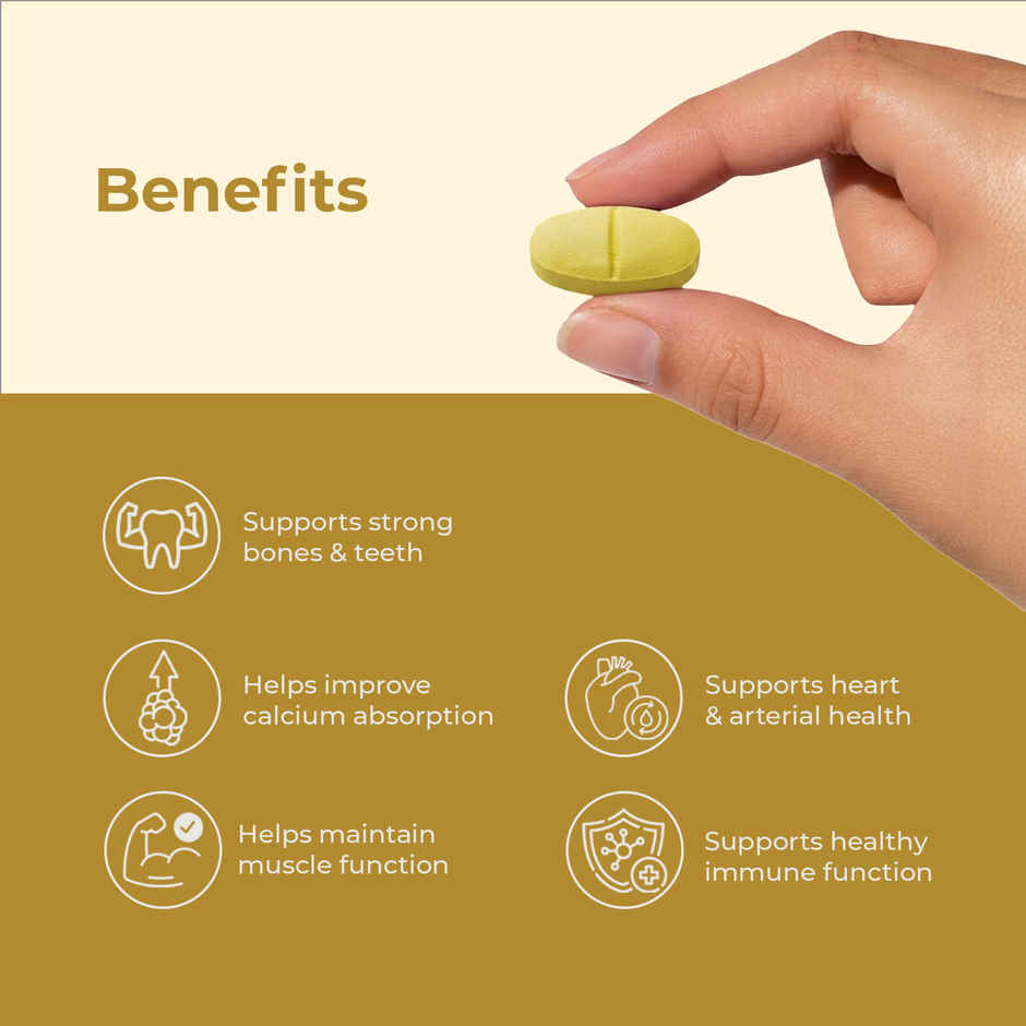 OYB D3 + K2 for Bone & Heart Health with D3, K2 MK-7 & Calcium | 60 Tablets | OYB D3 + K2