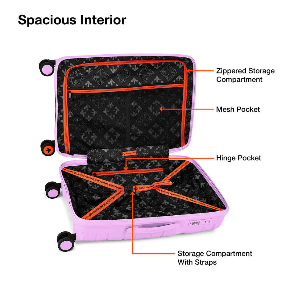 Nasher Miles Paris Check-In Hard Sided Polypropylene 24 Inch|65 cm Trolley Bag - Purple