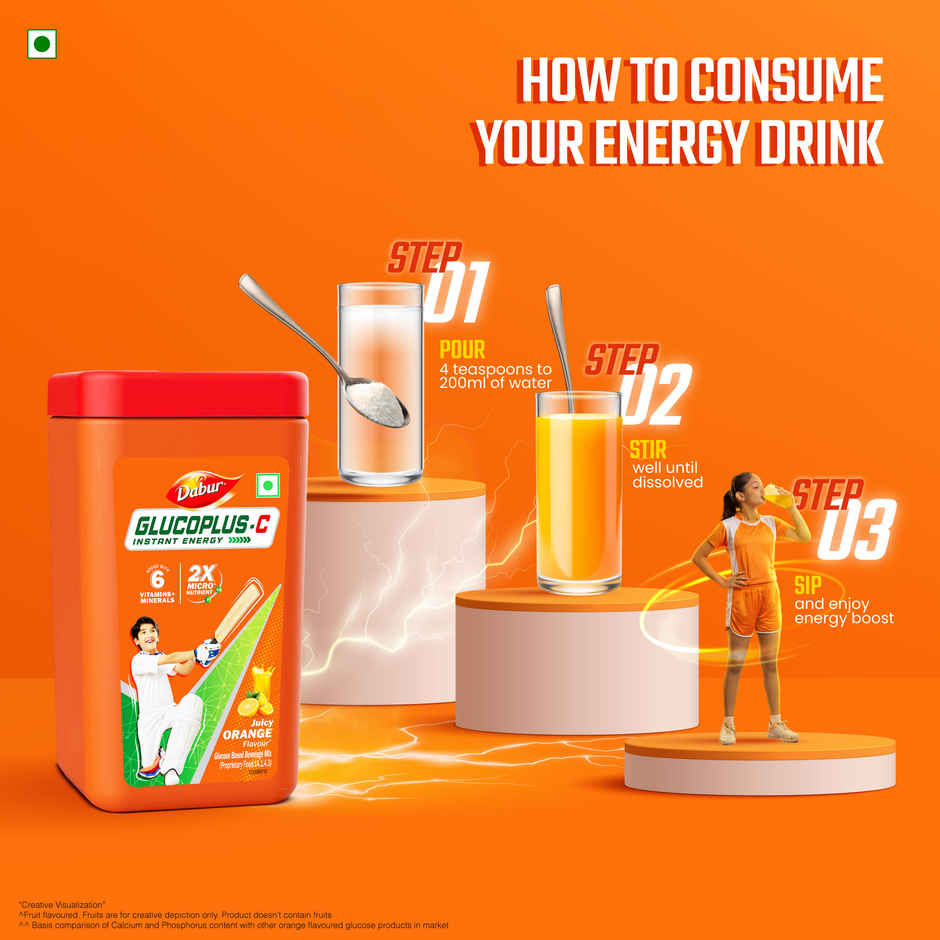 Dabur Glucoplus-C Orange Instant Energy Glucose Powder