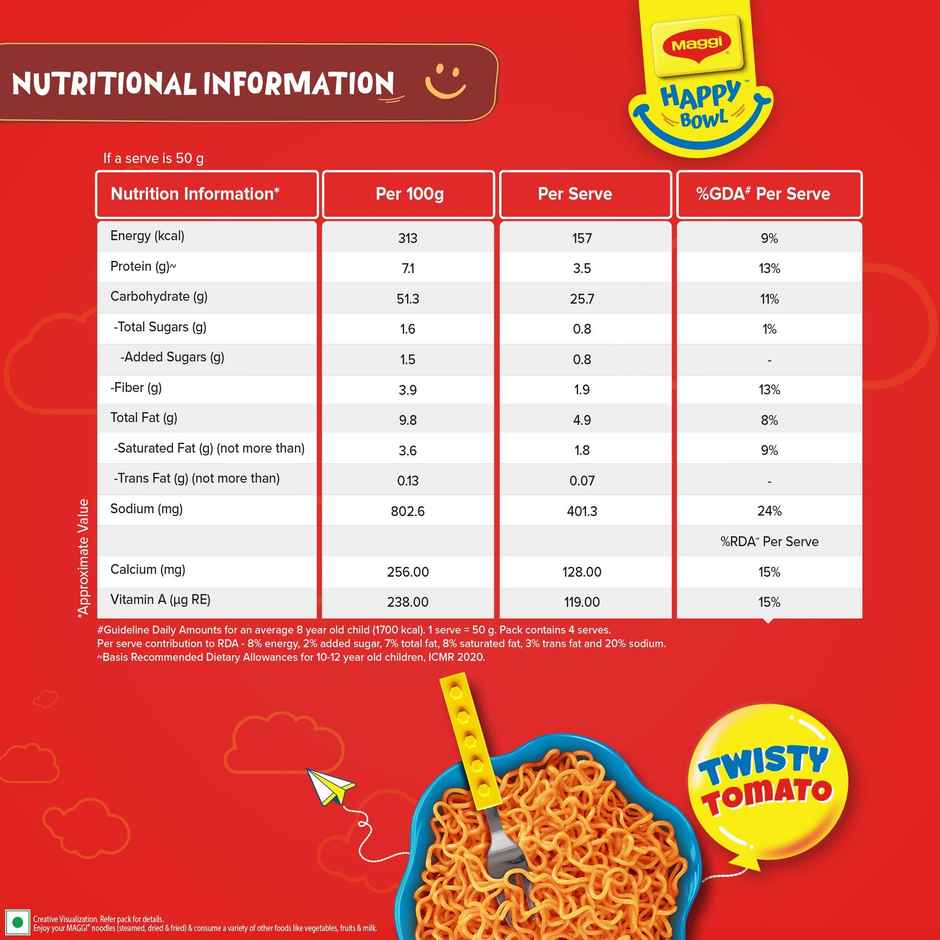 MAGGI Happy Bowl, Noodles for Kids, Twisty Tomato
