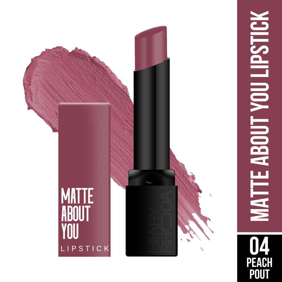 Hilary Rhoda Matte About You Lipstick | Long Lasting & Highly Pigmented | Peach Pout - Shade 04