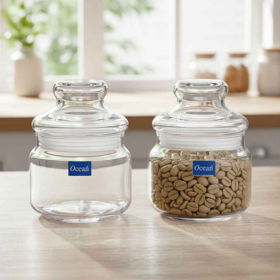 Ocean Pop Glass Jar Set With Glass Lid (325Ml, 2Pcs)