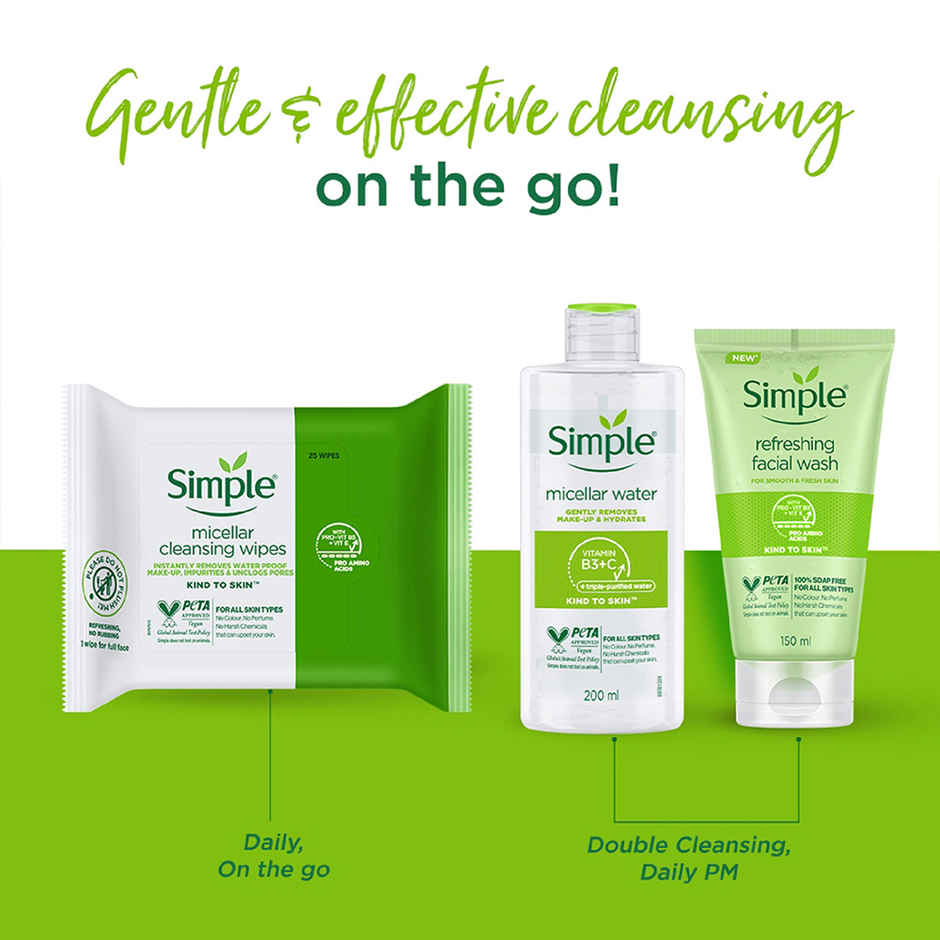 Simple Kind To Skin Micellar Cleansing Wipes 25 Wipes
