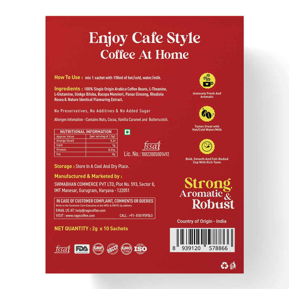 Rage Coffee Assorted Freeze Dried Instant Coffee Sachets | Arabica Beans