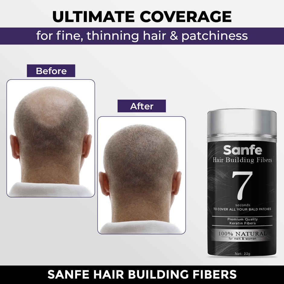 Sanfe Hair Building Fibers Powder |Bald Spot & Thinning Hair Cover Up|Hair Thickening Spray | Black