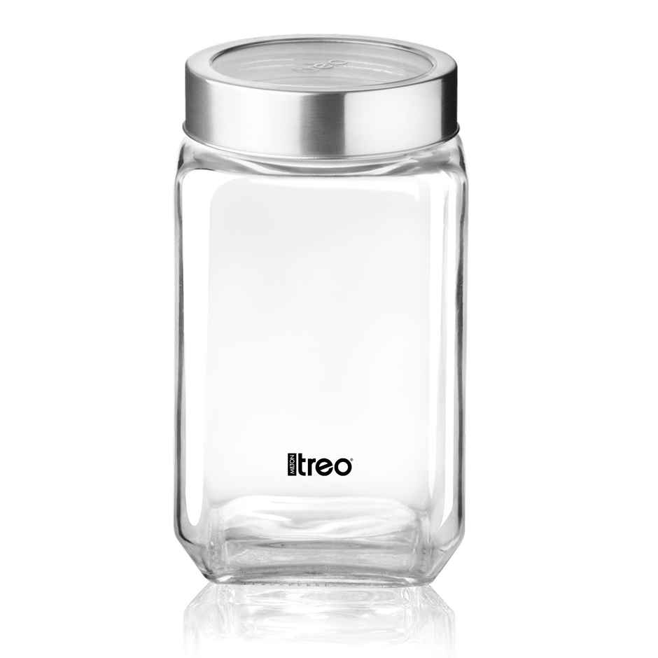 Treo by Milton Cube Storage Glass Jar 800 ml Transparent BPA Free Kitchen Storage Container