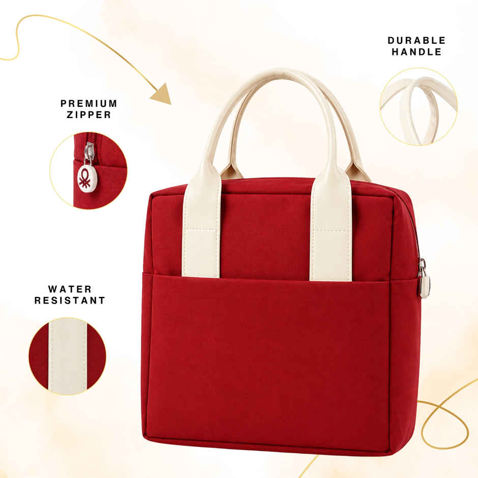 United Colors of Benetton Lunch Bag | Polyester | With Back Pocket | Maroon