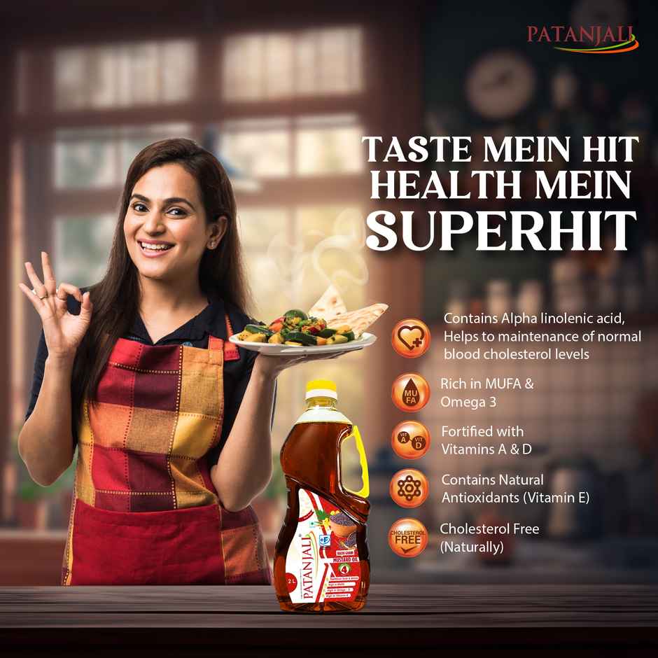 Patanjali Pure Mustard Oil - Natural Kachi Ghani - Sarso Ka Tel - Healthy Cooking Oil For Daily Use