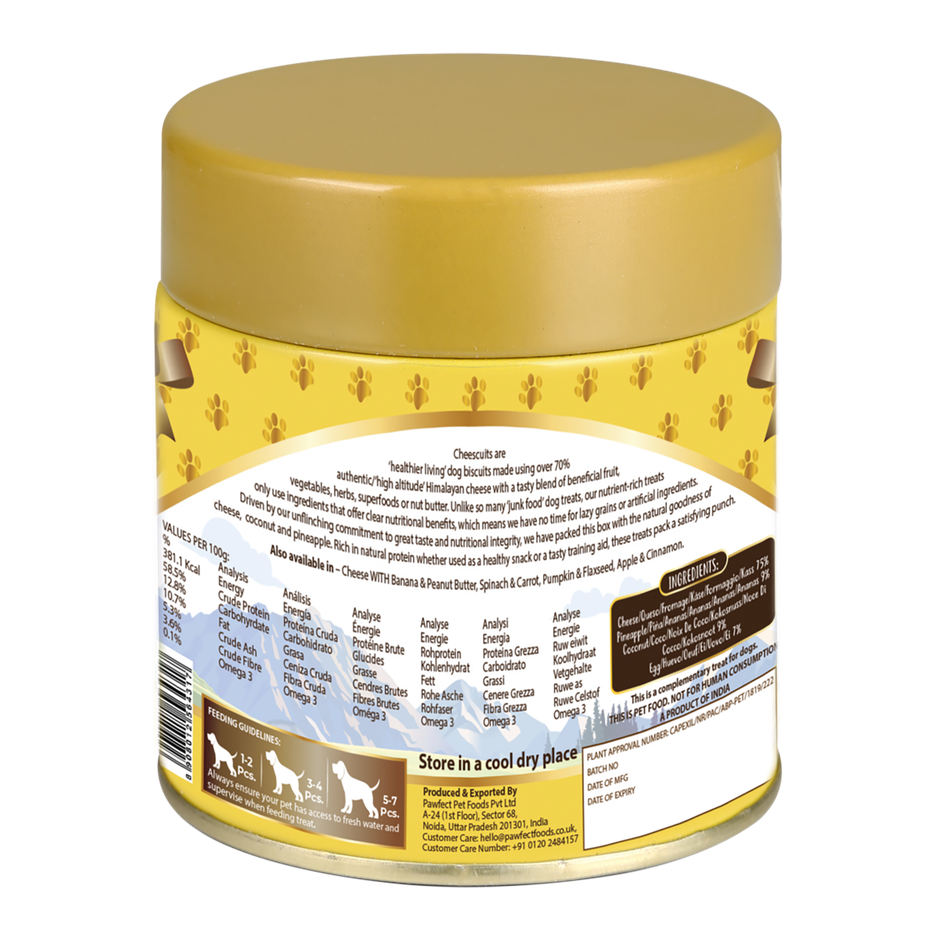 Pawfect Cheesecuits Cheese Biscuits with Pineapple, Coconut & Eggs Dog Training Treats