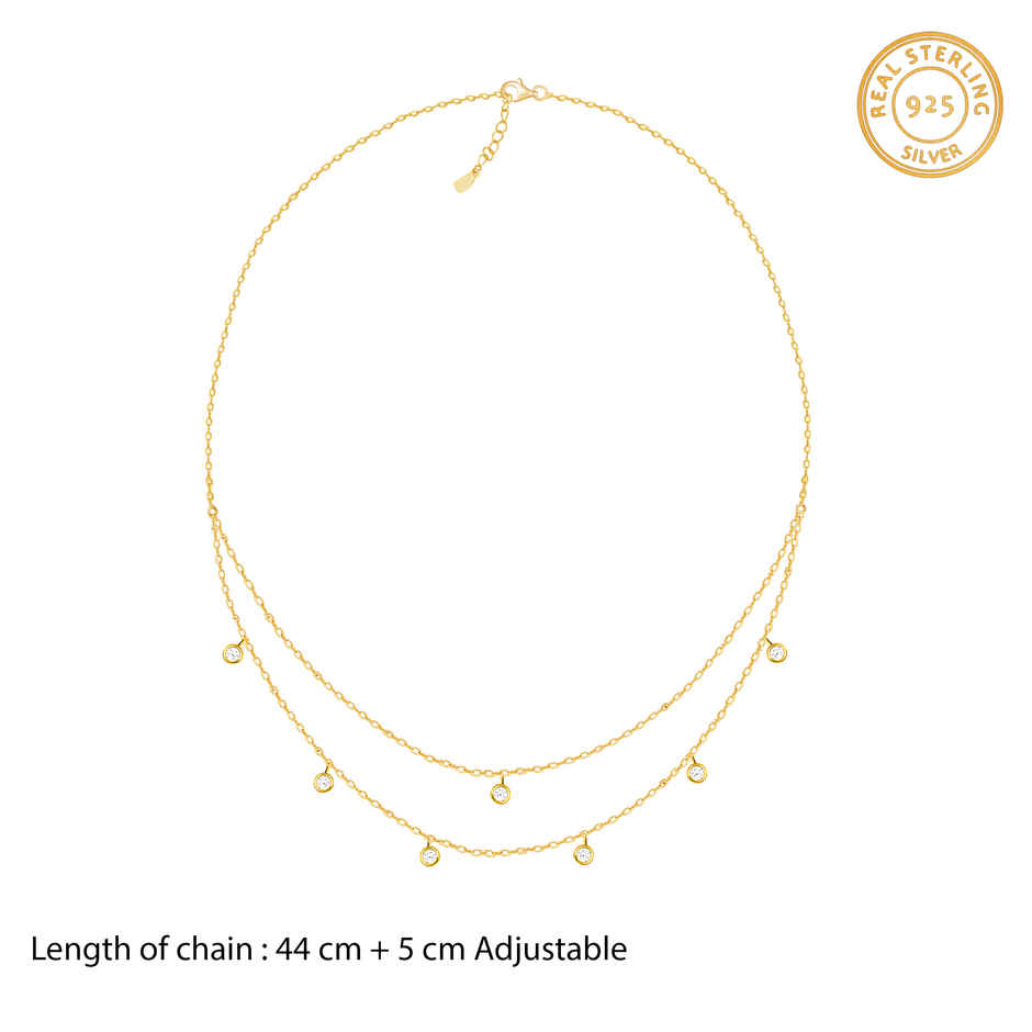 GIVA Golden Dual Layer Zircon Necklace