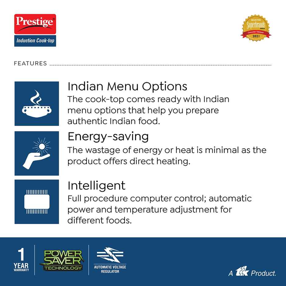 Prestige Induction Cooktop-Xpress, 1200Watts, HV Surge Protection, Easy Clean, 1Year Warranty, Black