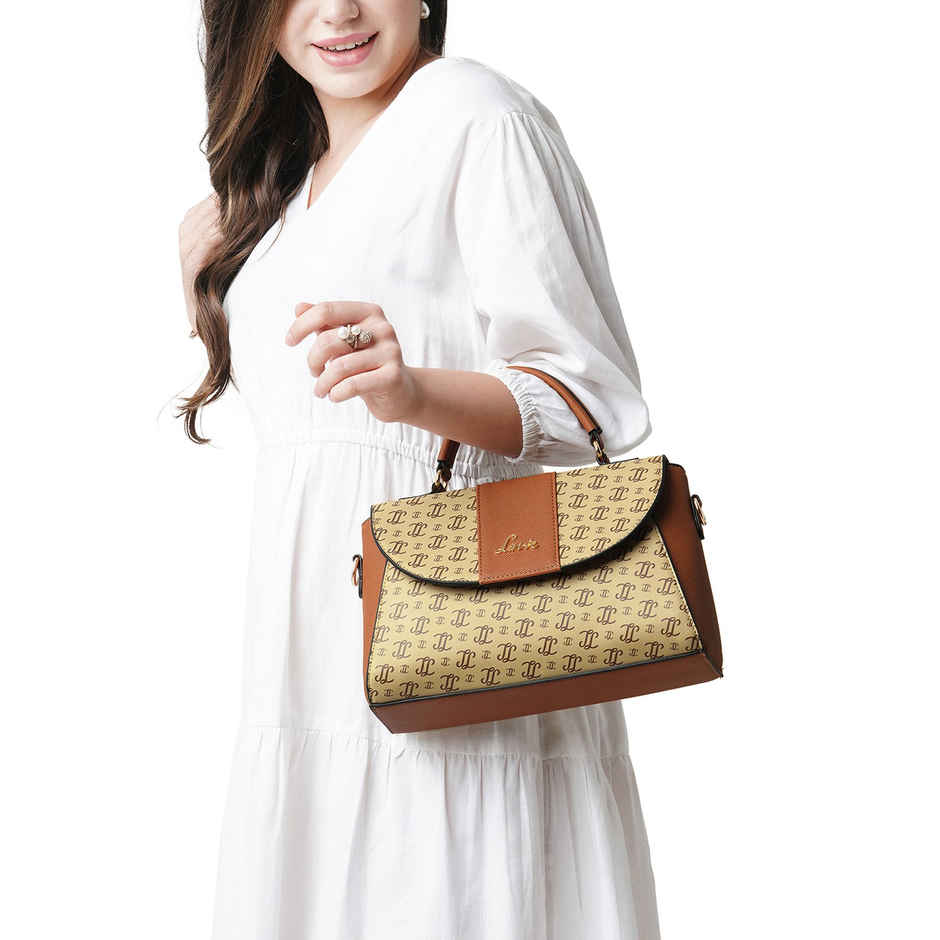 Lavie Women's Mono LL Becky Flap Satchel Handbag | Taupe