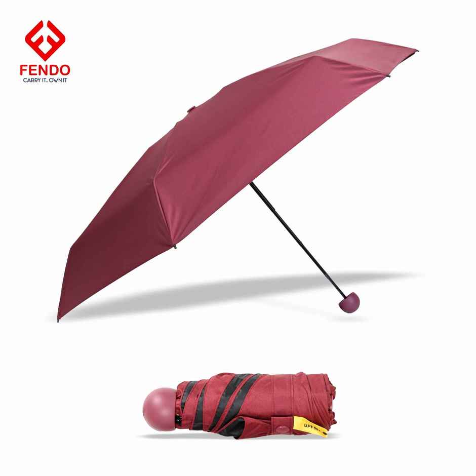 Fendo Capsule Umbrella With Cover | Maroon | 19 Inch | 5 Fold