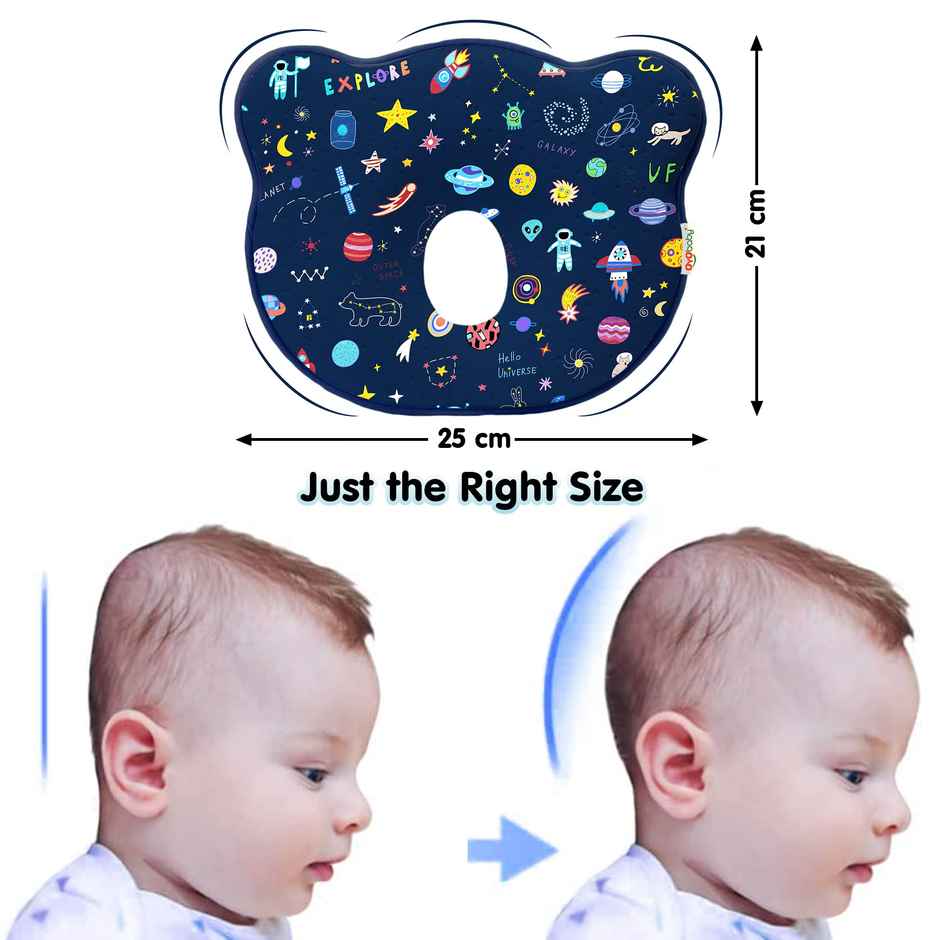 Oyo Baby Memory Foam Baby Head Shaping Pillow, Sky Print - Assorted