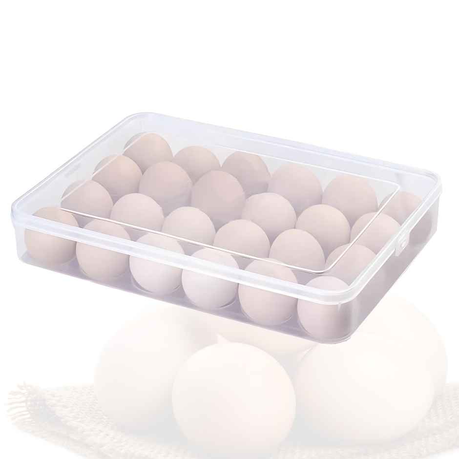 Kuber Industries Transparent Egg Tray with Lid | 24-Egg Storage Container