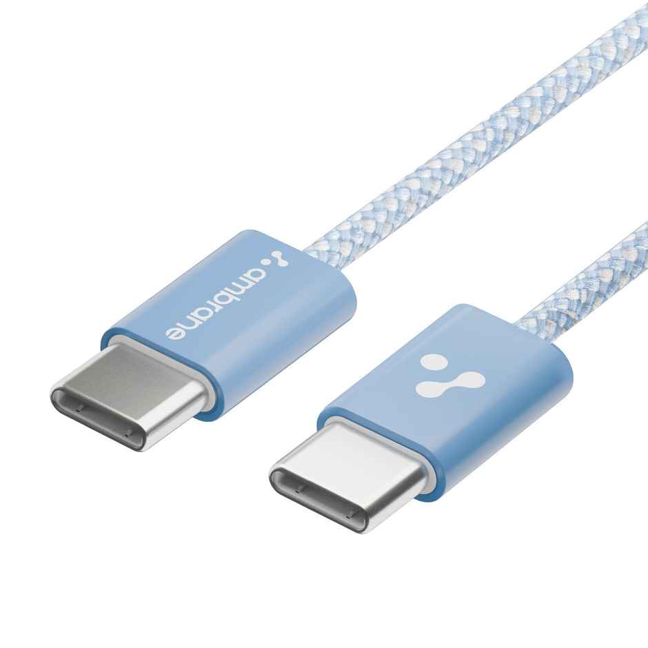 Ambrane 60W TypeC to TypeC 1.2M Fast Charging Cable for Android, IOS & Other Devices, ABCC-60 Blue