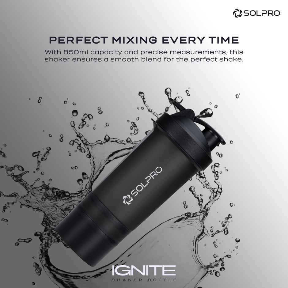 Solpro Ignite Gym Shaker Bottle | Built In Storage Compartment | Bpa Free | 750 ml