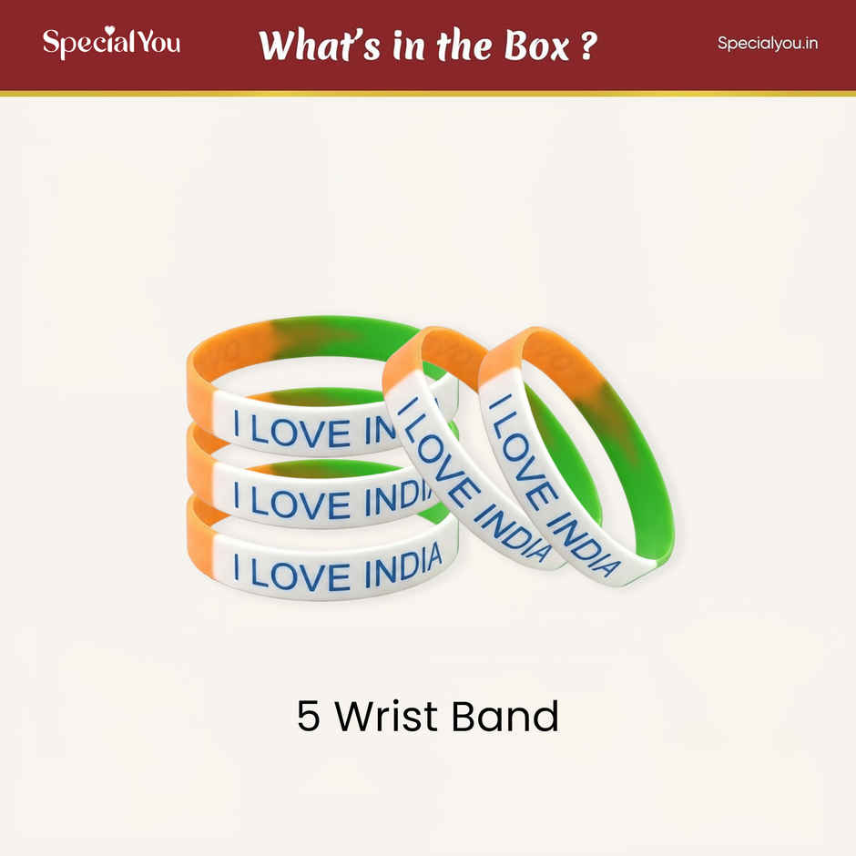 I Love India Tricolor Wrist Bands for Republic Day | Pack of 5 | Special You