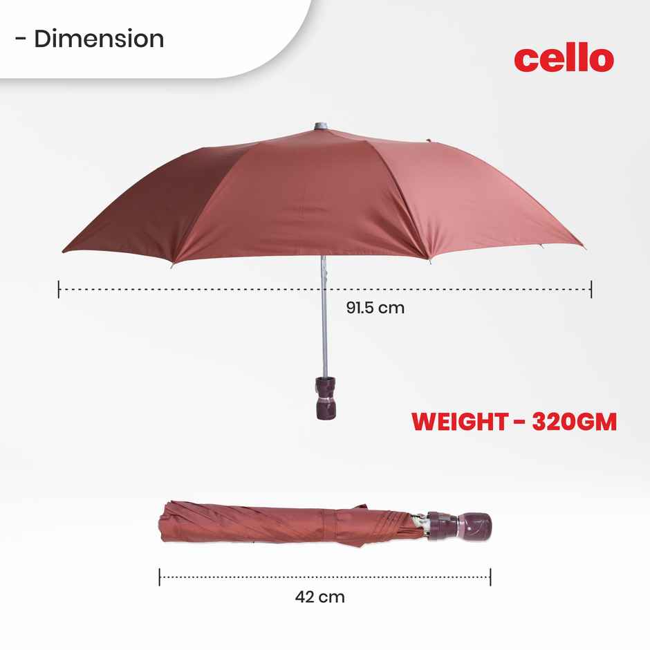 Cello Varsha 21 Inch 2 Fold Mix Mono Silver Umbrella | Brown