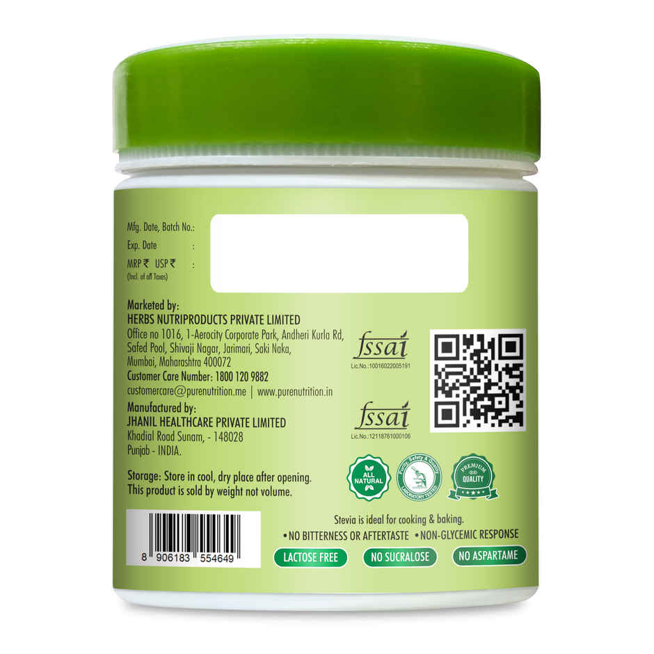 Pure Nutrition Stevaya Stevia Sweetener powder| Sugar Free, Zero Calorie