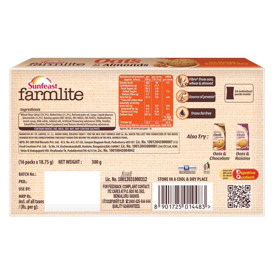 Sunfeast Farmlite Oats & Almonds Cookies