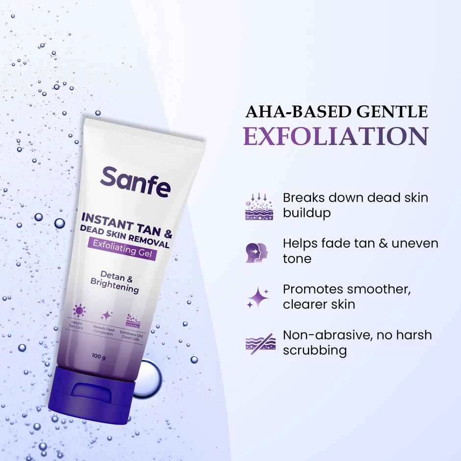 Sanfe Instant Tan & Dead Skin Removal Exfoliating Gel Smooth & Bright Skin Combo