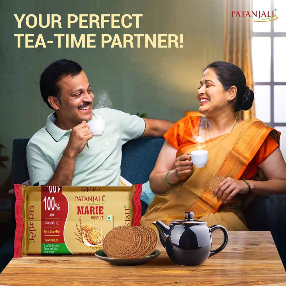 Patanjali Marie Biscuit - Whole Wheat No Maida Crispy Tea Biscuits