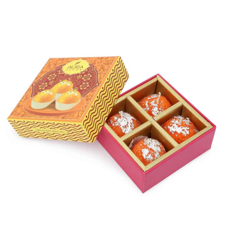 Ladoo Candle Set | Unscented | Pack of 4 | Home Decor | Auradecor