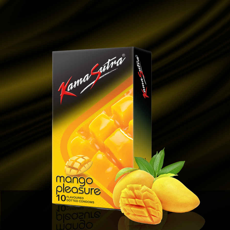 Kama Sutra Mango Pleasure Flavoured Condoms(10pc) & Kama Sutra Personal Lube Strawberry(50ml) Combo
