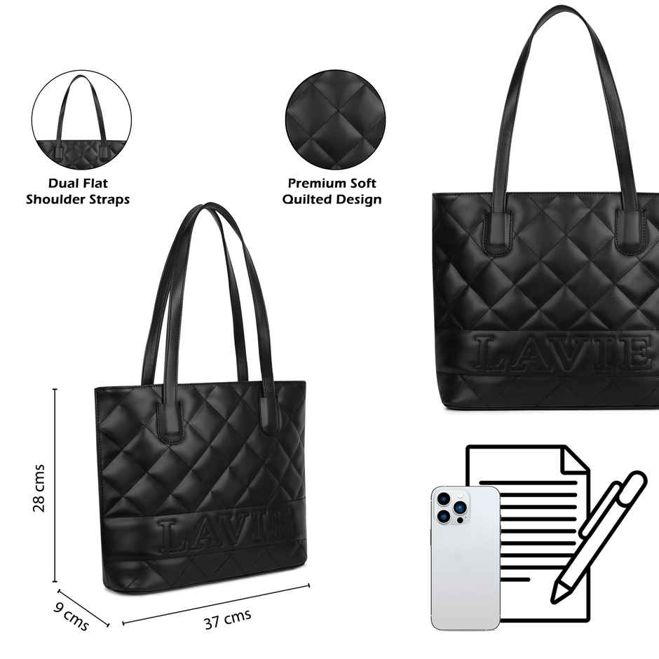 Lavie Womens Quilt Jossie Tote Handbag | Black