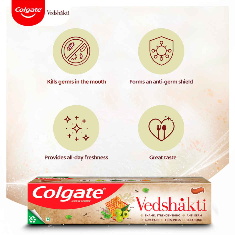 Colgate Vedshakti Anti-Bacterial Toothpaste For Whole Mouth Health With Neem, Clove And Honey Combo