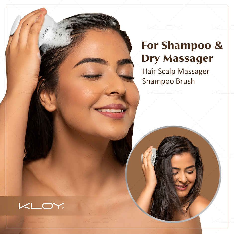 Kloy Round Hair Scalp Massager Shampoo Brush | Super Soft Bristles | Anti-Dandruff | White