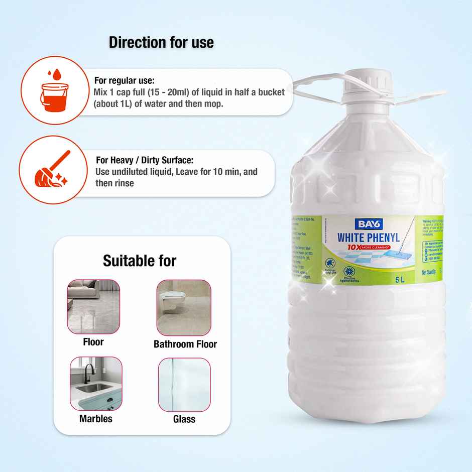 BAY6 White Phenyl Tough Dirt Removal Germ Fighter