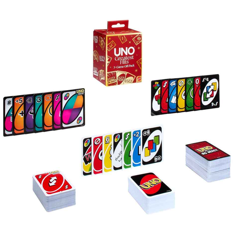 Mattel Games UNO Greatest Hits Gift Pack with 3 Card Games