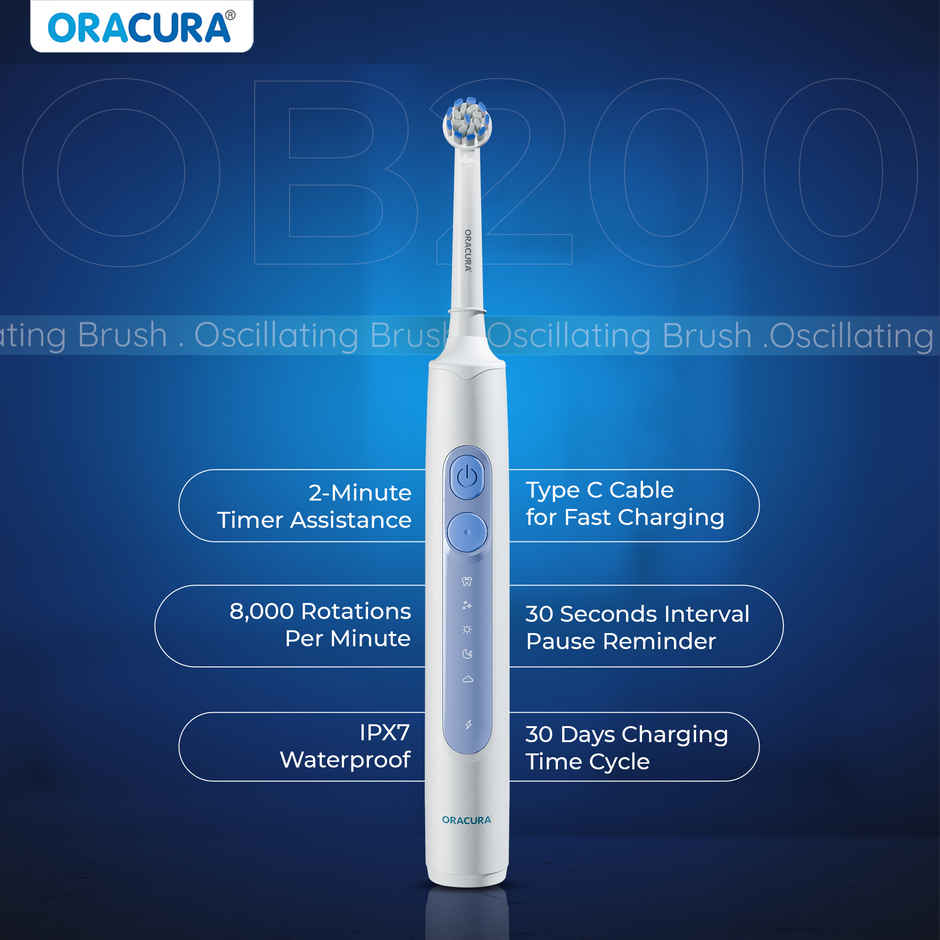 Oracura OB200 Oscillating Rechargeable Electric Toothbrush White
