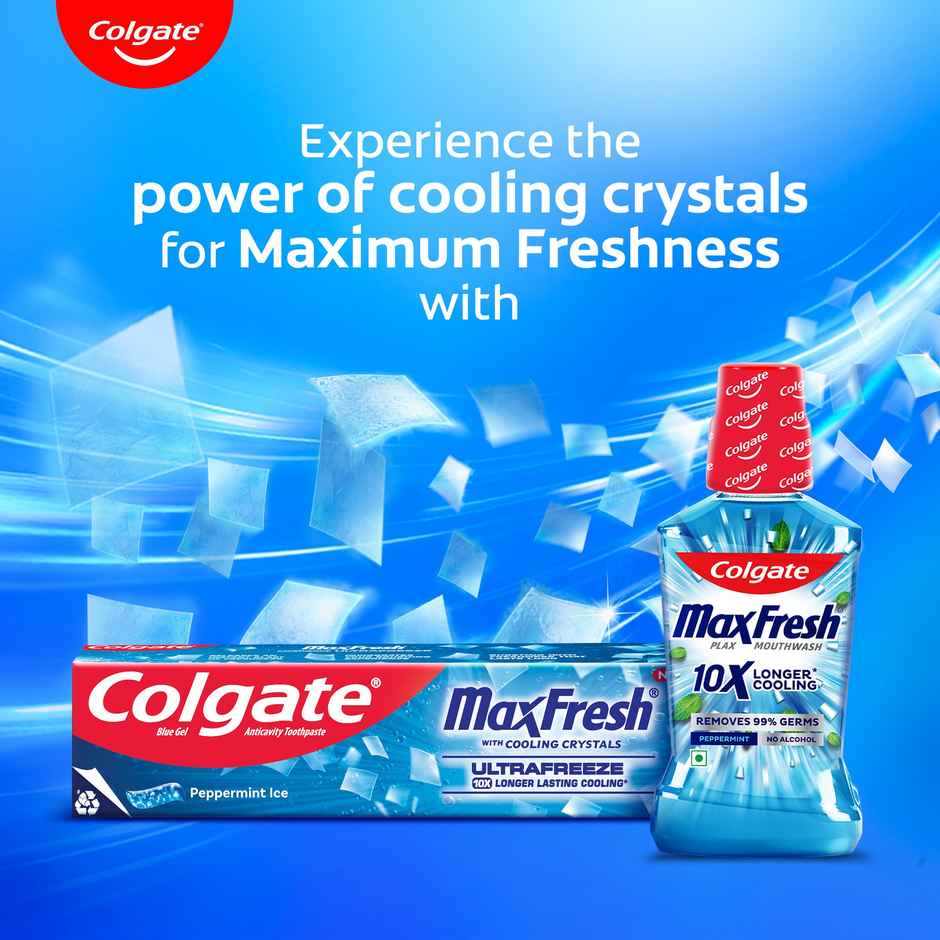 Colgate Gentle Enamel Toothbrush Ultra Soft (4pc) & Colgate Max Fresh Plax Mouthwash - Fresh Mint (250ml) & Colgate Maxfresh Toothpaste, Blue Gel Paste With Menthol For Super Fresh Breath (Peppermint Ice) (150g) Combo
