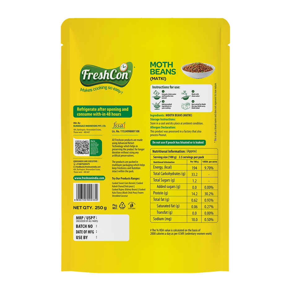 Freshcon Cooked Matki | Moth Beans