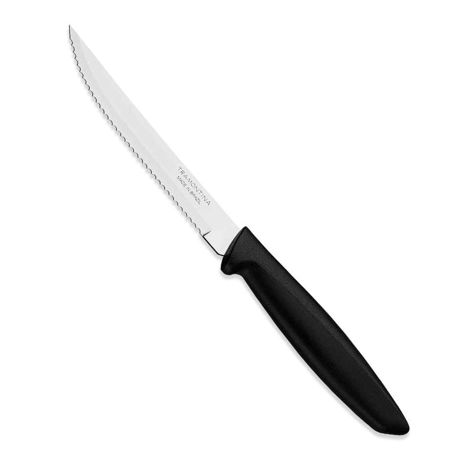 Tramontina Plenus Stainless Steel Fruit Knife/, 12cm/4.7 inch | Black | Wavy/Serrated Edge Knife | Polypropylene Handle | Dishwasher Safe | 5 Year Warranty | Made in Brazil