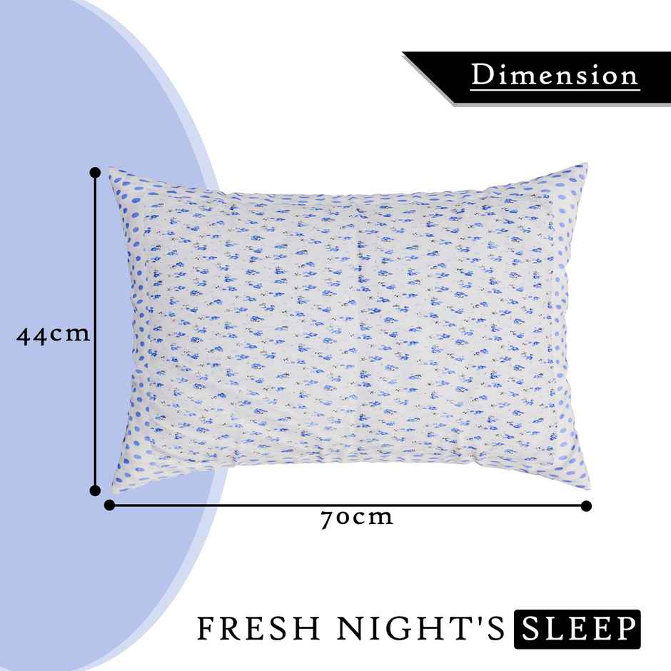 Kuber Industries Set of 2 Cotton Pillow Covers | Premium Cushion Covers | Dot Blue Flower