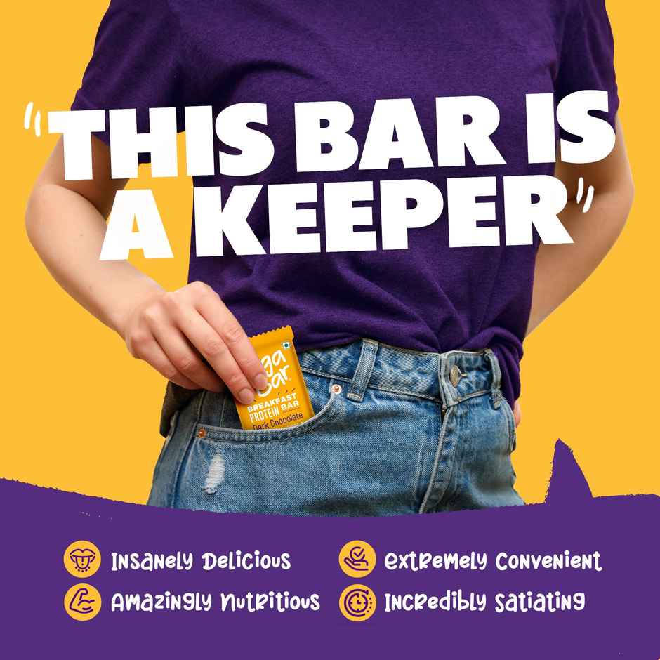 Yoga Bar Breakfast Protein Bar Dark Chocolate, 4g Protein, 17g Whole Grain, Fibre Rich, Millets,Oats
