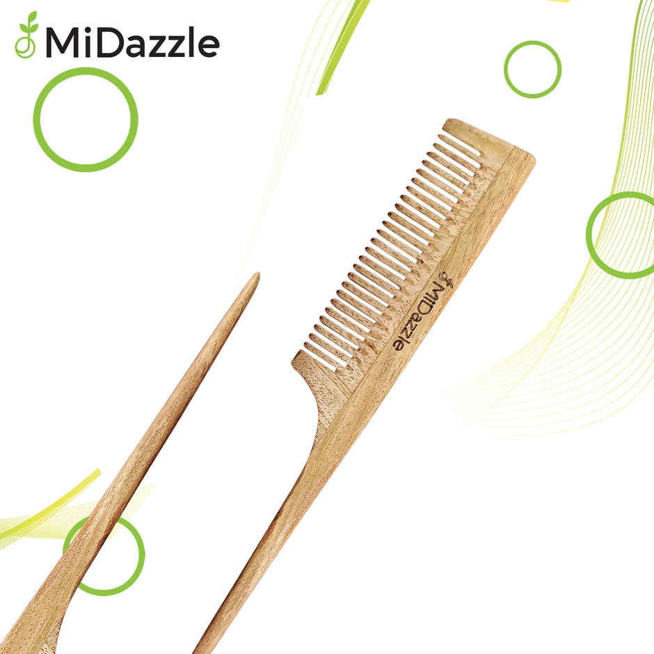 Midazzle Organic Kacchi Neem Wooden Tail Comb | MINC2107