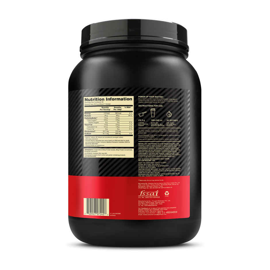 Optimum Nutrition Gold Standard Whey Protein Powder | Unflavored