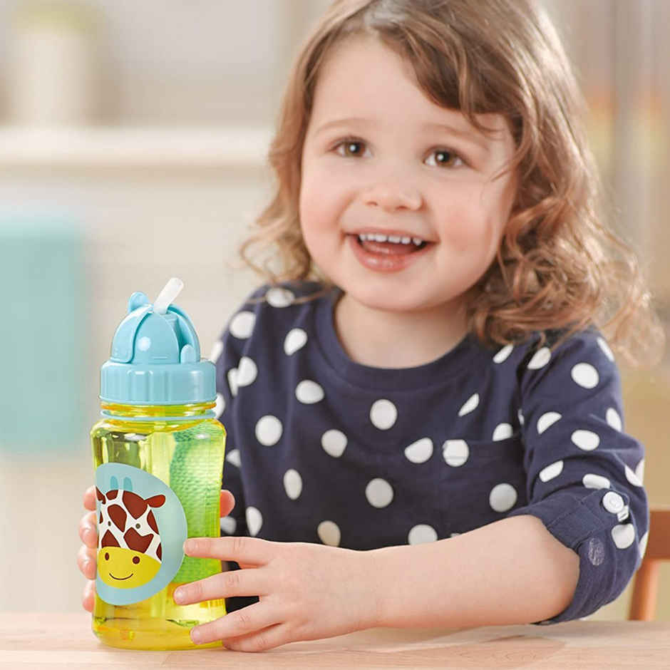 Skip Hop Zoo Kids Bottle, Flip-Top Straw, Leak-Proof, Toddler Sipper Cup, For Babies 12 M+, 385 ML