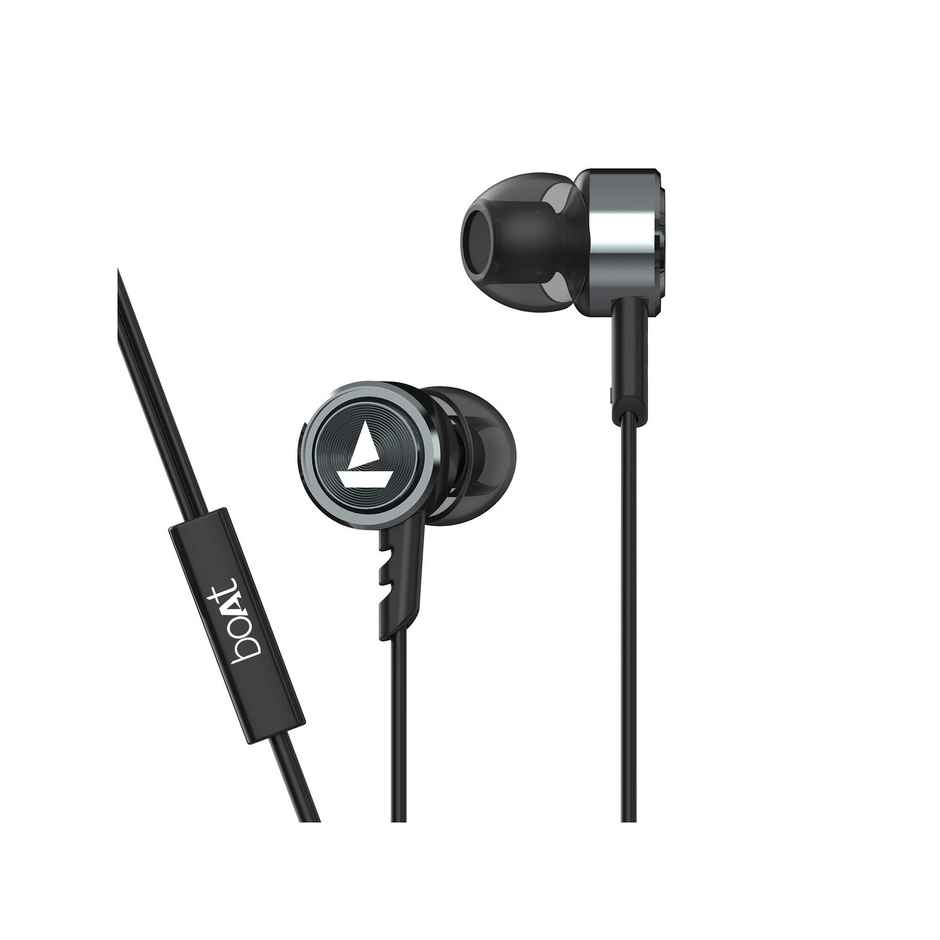 boAt BassHeads 122 Wired Earphones with Heavy Bass, Integrated Controls and Mic (Gunmetal)