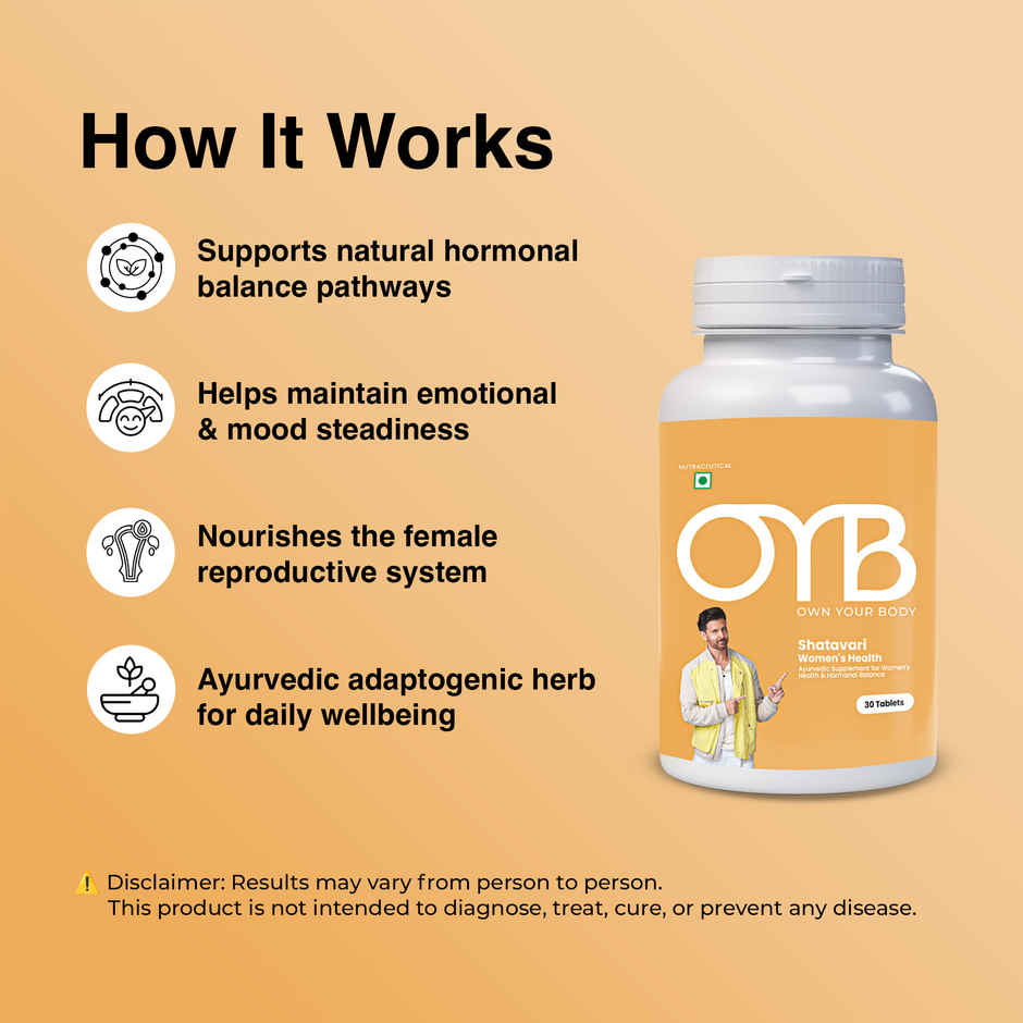 OYB Shatavari Tablets for Women's Health & Hormonal Balance | 30 Tablets | OYB Shatavari