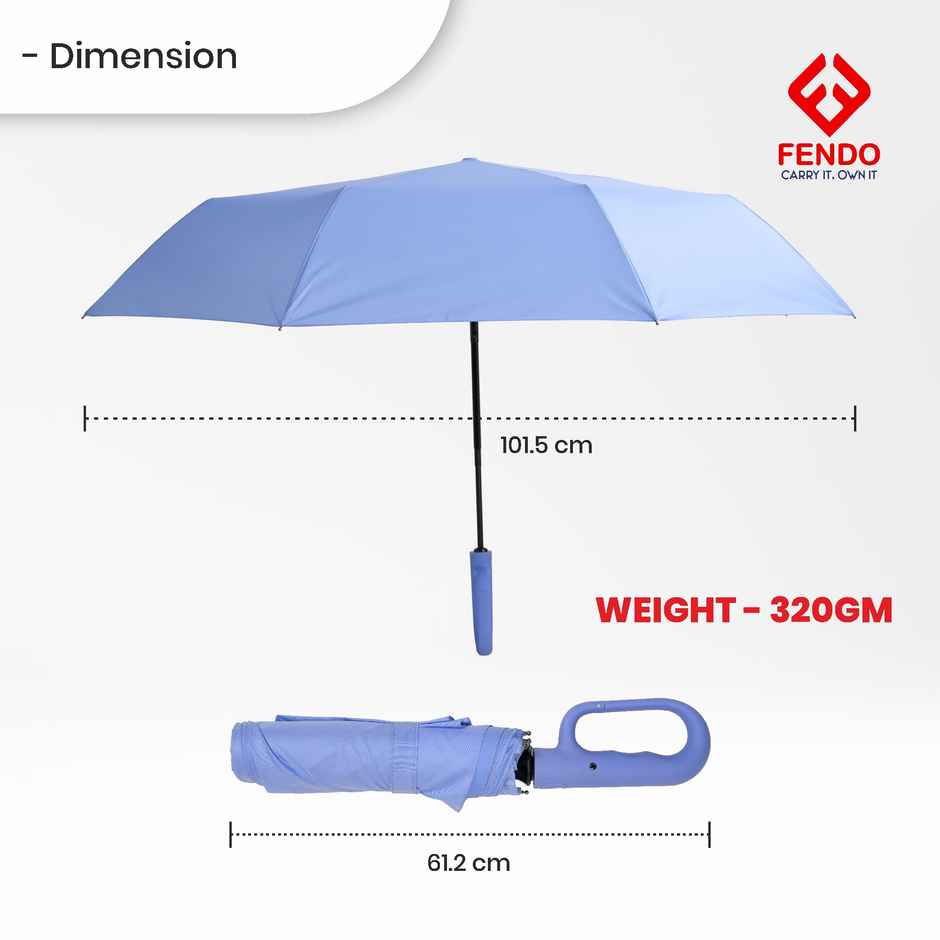 Fendo Clutch 20 Inch 3 Fold Umbrella | Blue
