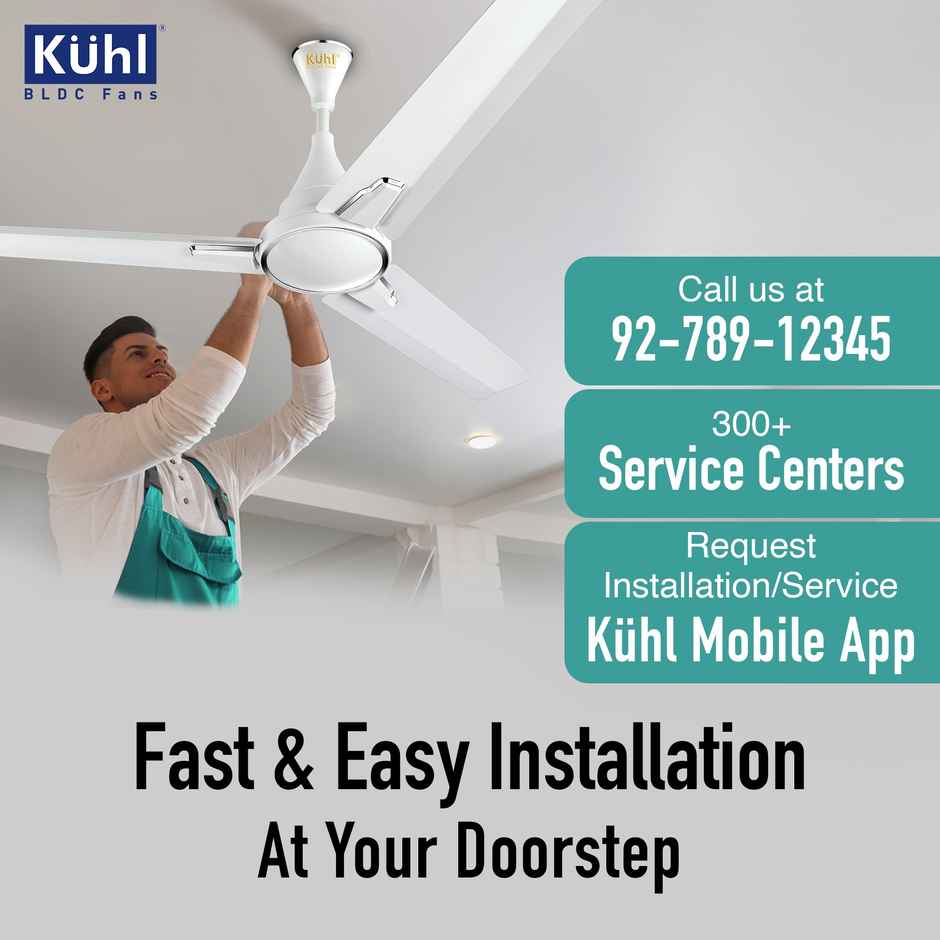 Kuhl Prima A1 BLDC Ceiling Fan, 1200mm, 5 Star, Remote Control, White