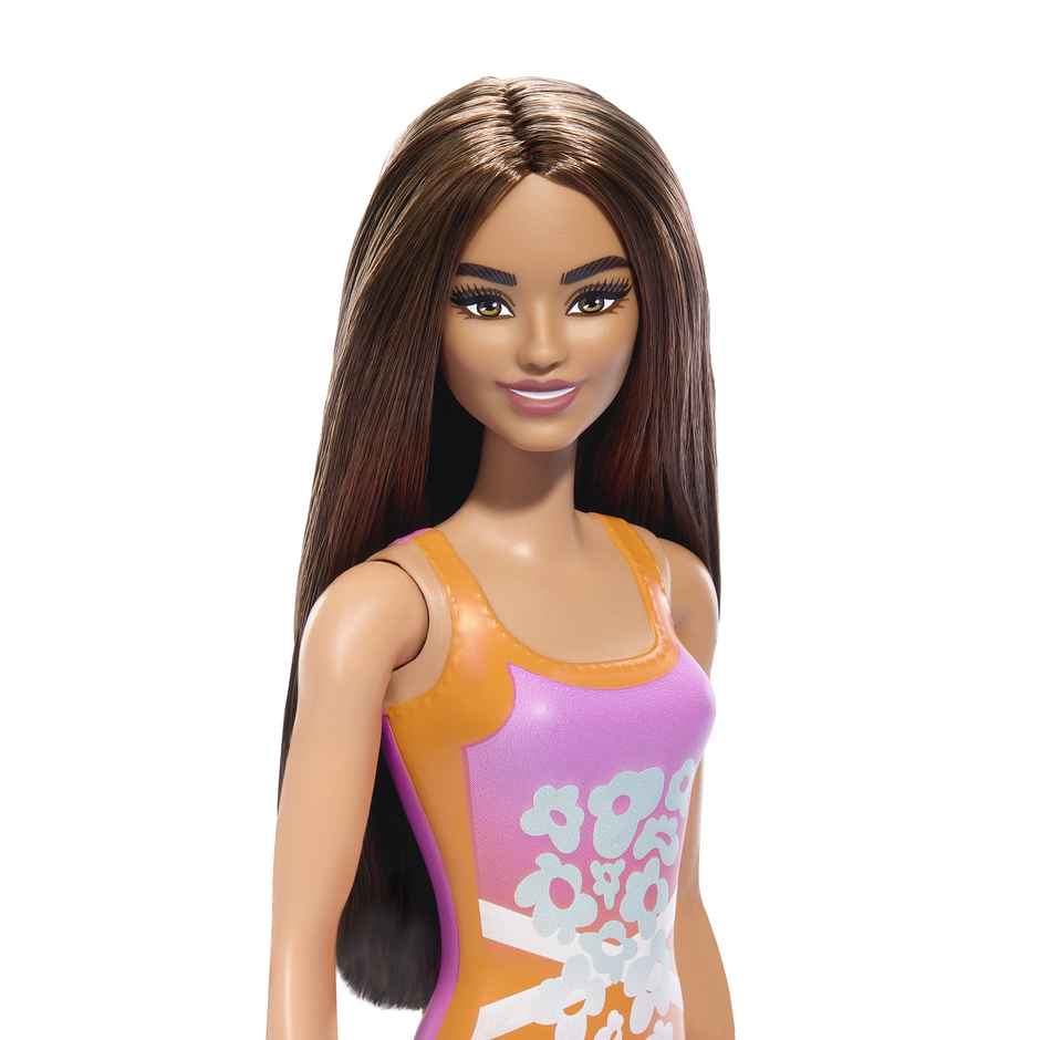Barbie Bech Doll | Light Brown Hair | Pink & Orange Swimsuit | Tropical Print