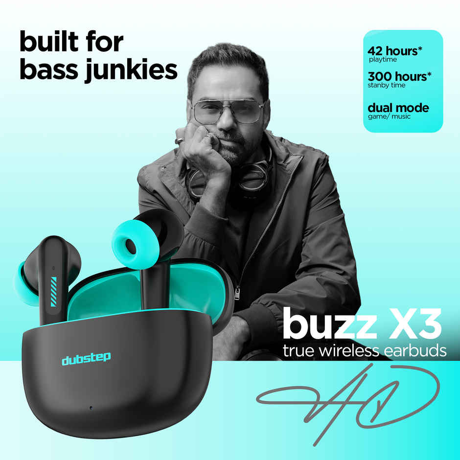 Dubstep Buzz X3 with 42 Hrs Playtime True Wireless TWS Earbuds (Black/Blue)